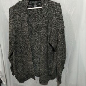 City Girl County Girl 1x Grey Black Cardigan Knit Open Front